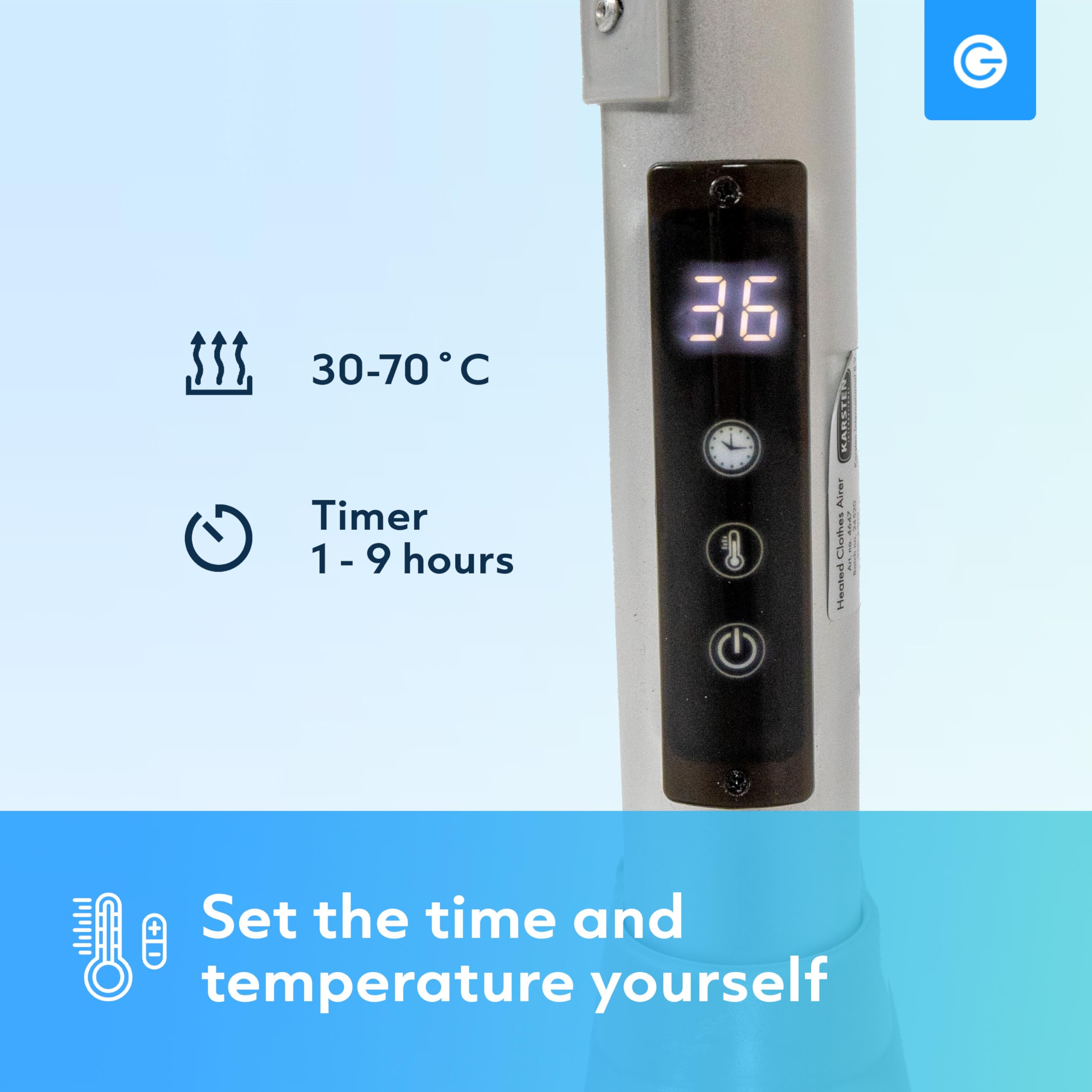 Silvergear® Suszarka do Bielizny Indoor Heating | Składana, 4-poziomowa taca na pranie | Regulowana temperatura 30-70°C | Szybkie Schnięcie | Kompaktowy i Bezpieczny | 147x54x94 cm | Szary