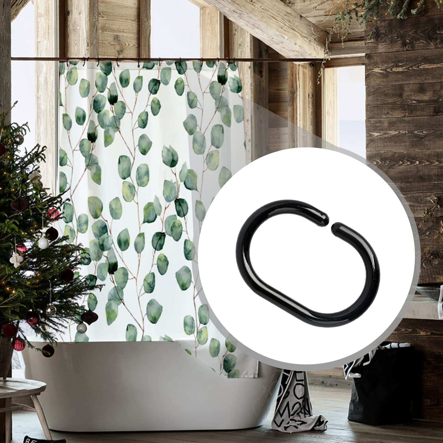Set 12 Pz Anelli Gancio Per Tenda Da Doccia Box Bagno In Plastica Pp