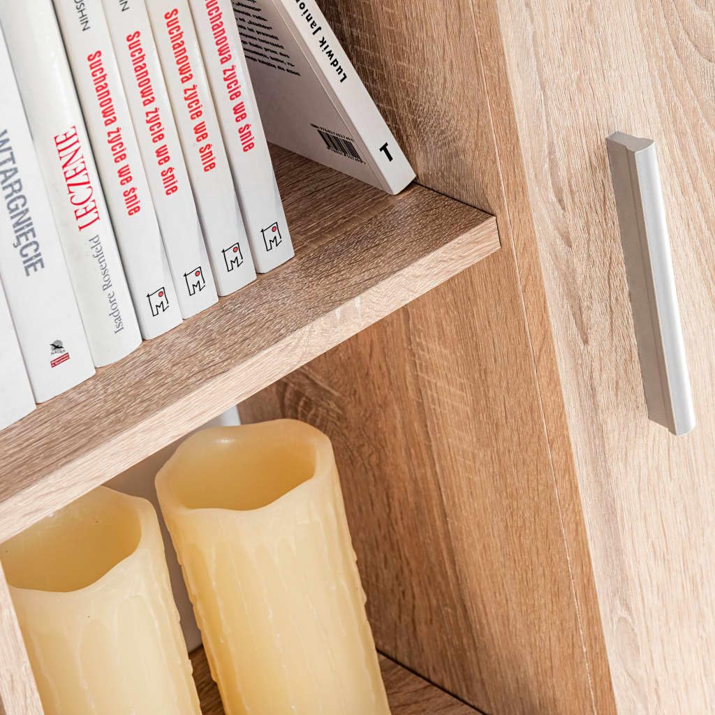 vidaXL TV Wohnwand mit LED-Leuchten Sonoma Eiche