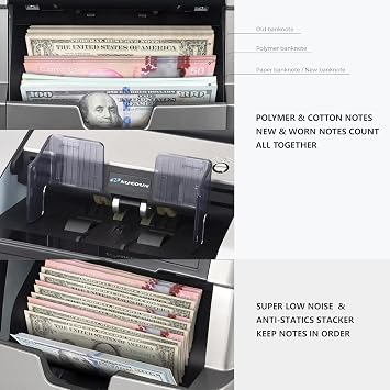 NUCOUN VC-7 Bank Grade Money Counter Machine Mixed Denomination,Value Counting,Mulit Currency,Printer Enabled,Serial Number,Cash Bill Counter 2CIS/UV/IR/MG/MT Counterfeit Detection, Cash Counter
