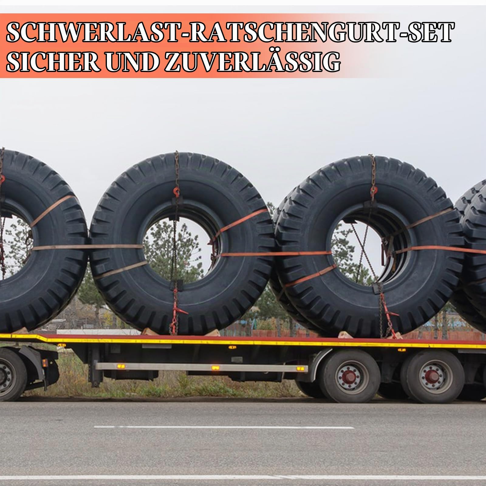 DAJAVE 4 Stück Spanngurte mit Ratsche 50mm Ratschengurte 5000KG Spanngurte 10m, Zurrgurte mit Ratsche - ratschen Set - Spanngurt Orange 10m, Zurrgurte wetterfest & robust