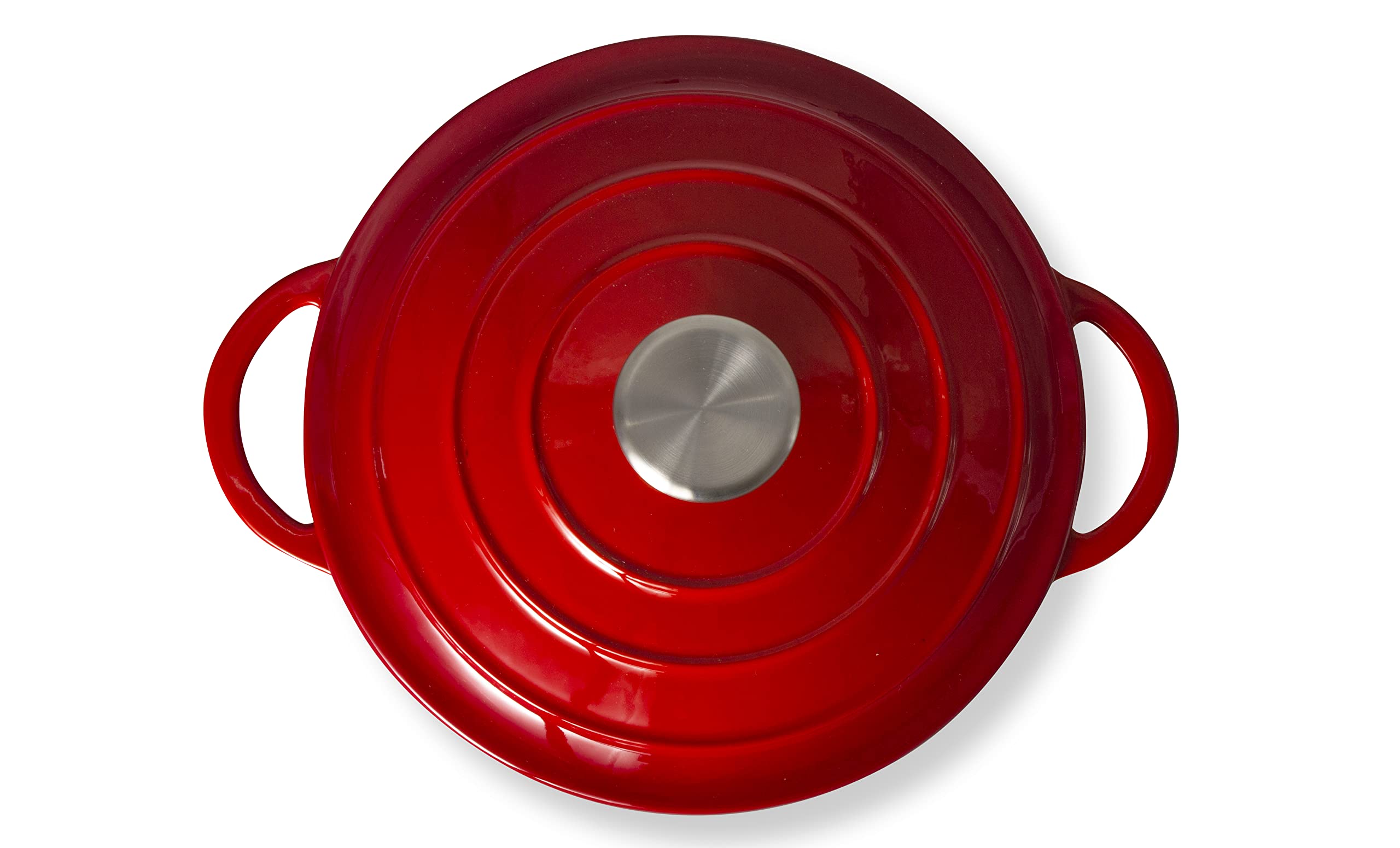 Eternal Living Enameled Cast Iron Dutch Oven with Handles and Lid, 5 Quart Red