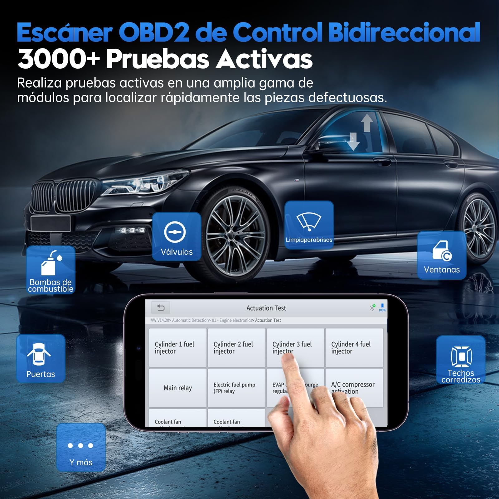 XTOOL Anyscan A30M OBD2 Diagnosis Español, diagnosis coche multimarca, 26 Servicios, Prueba Activa, Todos los Sistemas Diagnosis, OBD Diagnosis para Android e iOS, FCA/CANFD, Actualizaciones Gratuitas