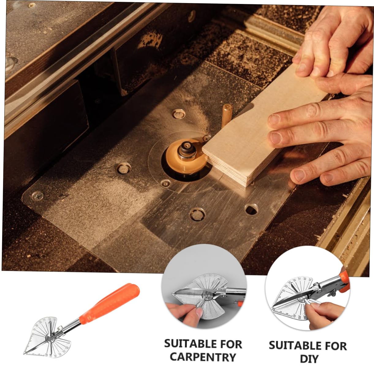 WOONEKY Tijeras Herramienta Manual de Acero y Pvc para Canaletas Multiángulo Ángulo de Corte Ajustable Naranja para Carpintería y Molduras de Madera