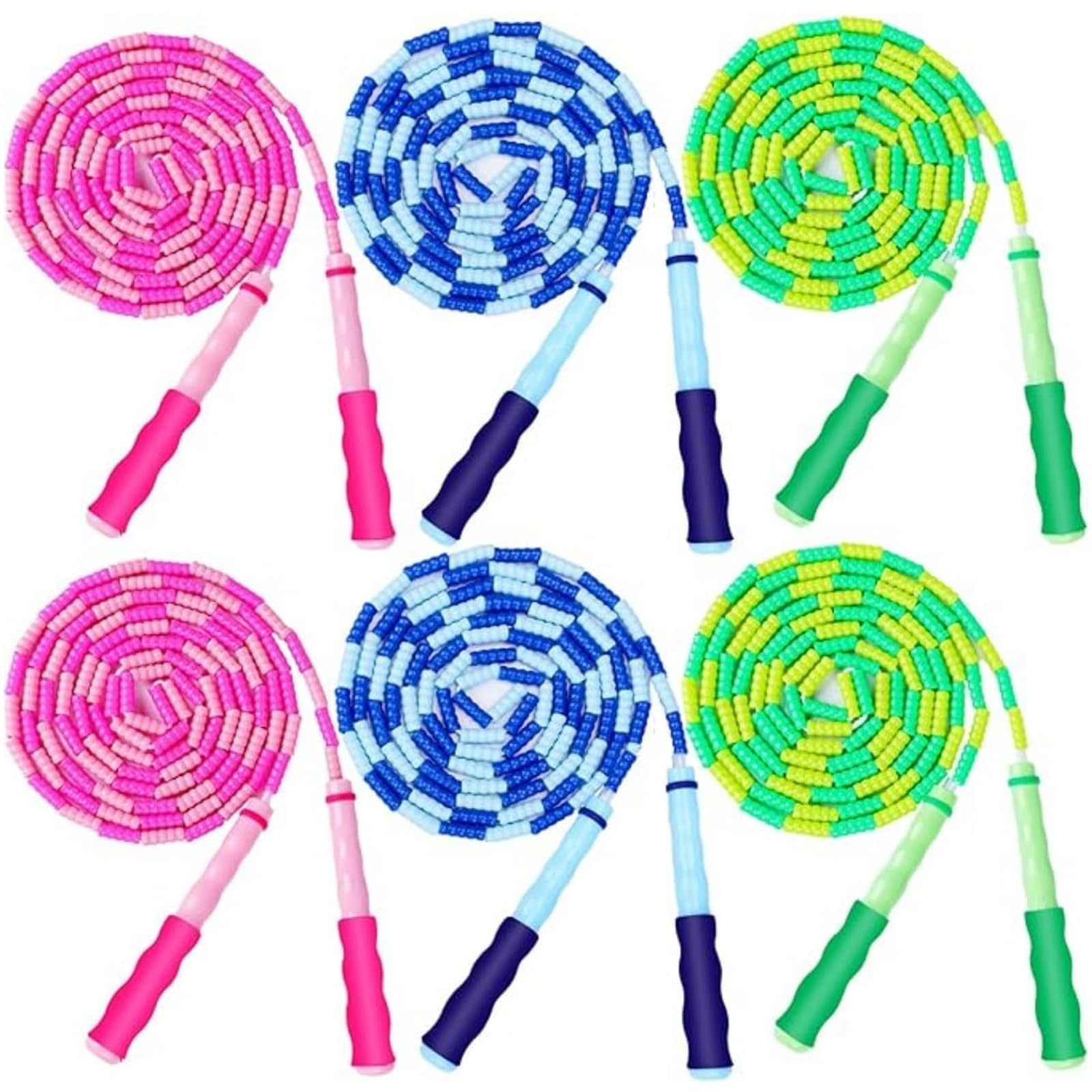 GRAWUN Jump Rope For Kids, Soft Beaded Jump Rope, Adjustable Length Tangle-Free Segmented Soft Beaded Skipping Rope，for Women, Men and Kids Keeping Fit, Workout and Weight Loss