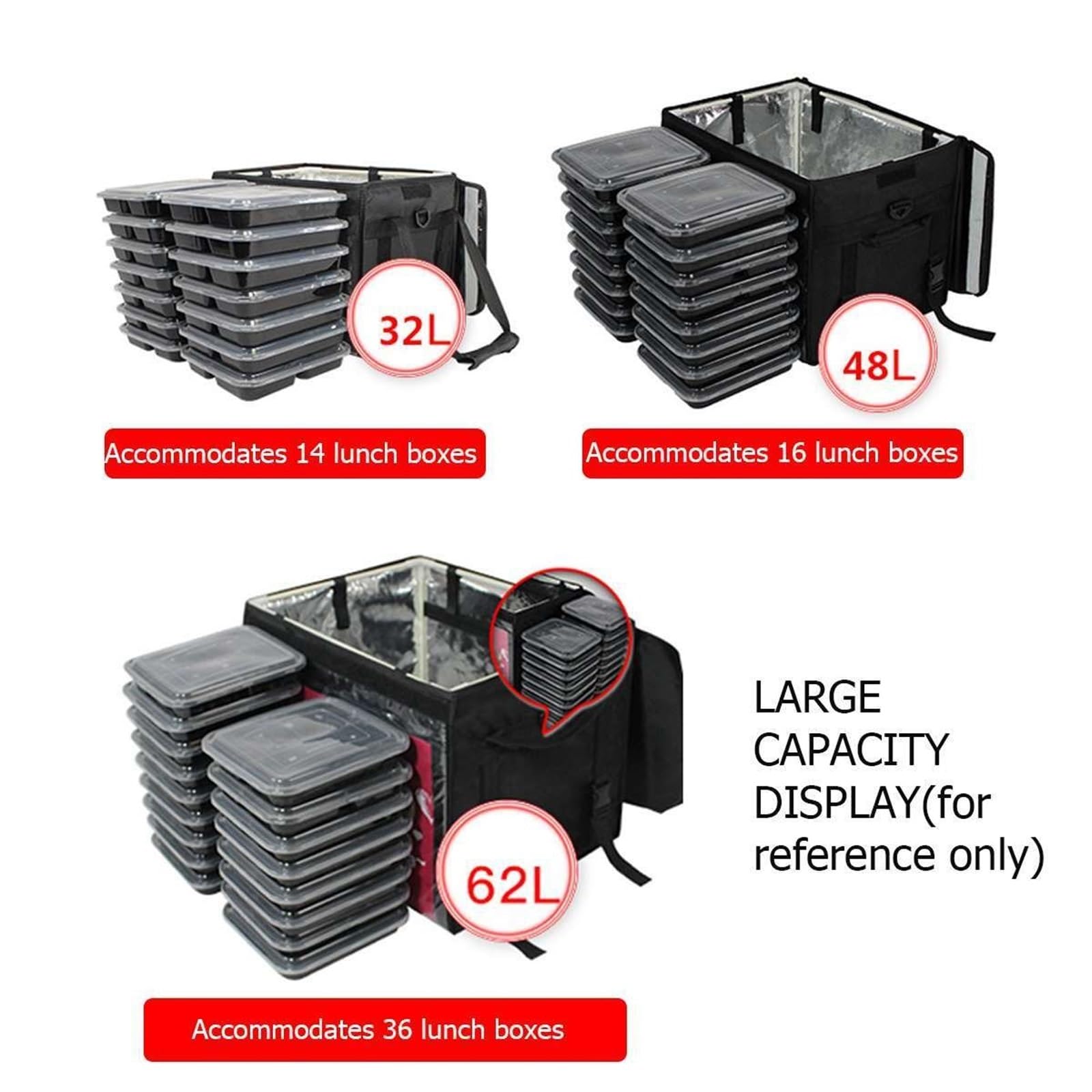 Mochila Delivery，Bolsa Para Llevar Pizzas 3 2L / 48L / 62L Extra Gran Bolsa de refrigerador Coche Paquete de hielo Aislado Almuerzo térmico Pizza Bolsa de Pizza Fresca Combinado Envase Frigorífico Bol
