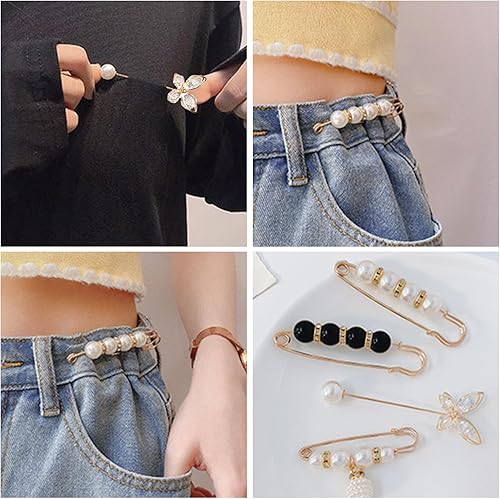 Miniatura 4 de 4 broches de perlas, alfileres de seguridad para mujeres y niñas, pantalones de vestir, falda, cuello de cárdigan, broches de diamantes de imitación