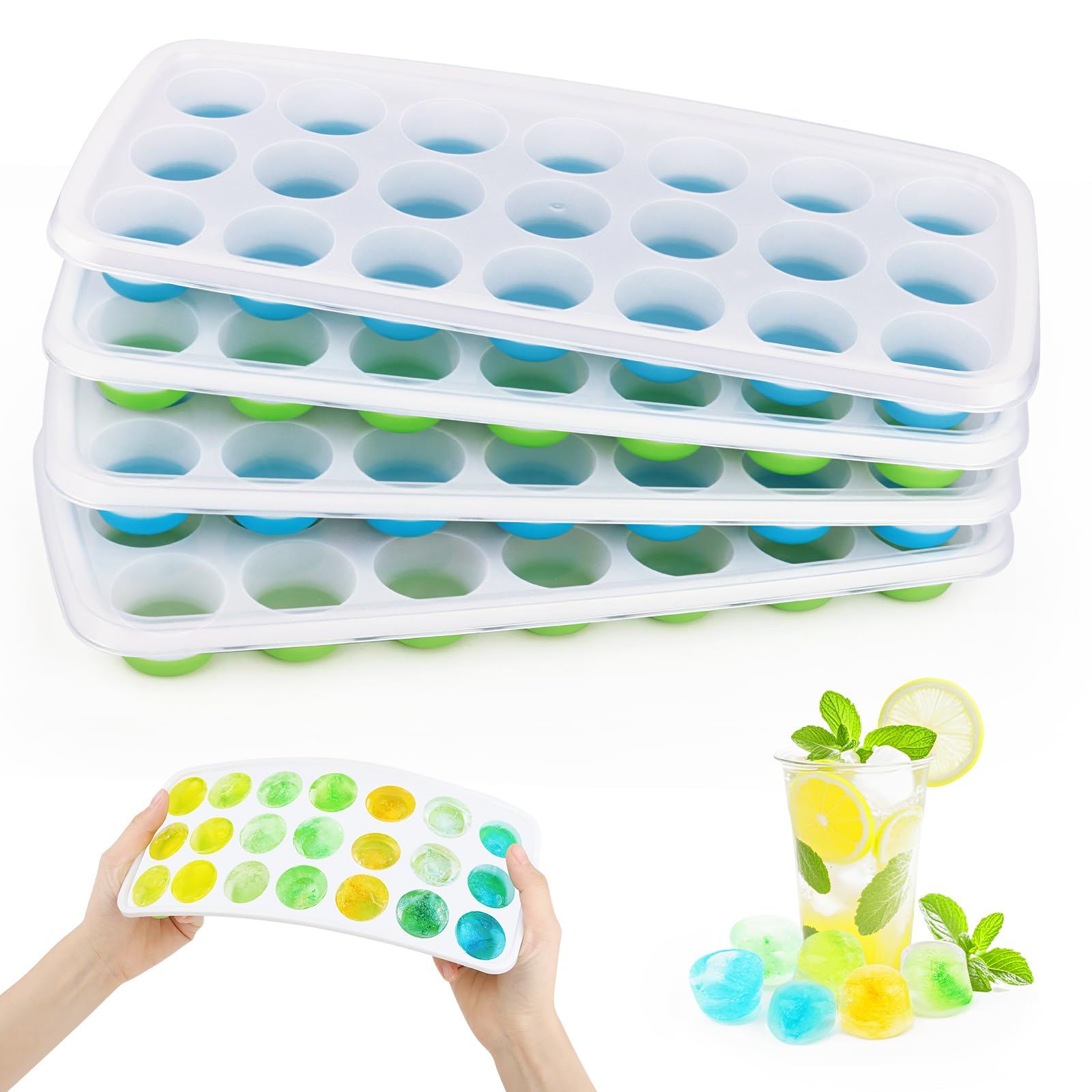 Moule à Glaçons Ronds 37 Compartiments - Avec Trou Drainage, BPA Free, Pour Whisky, Cocktails, Fruits