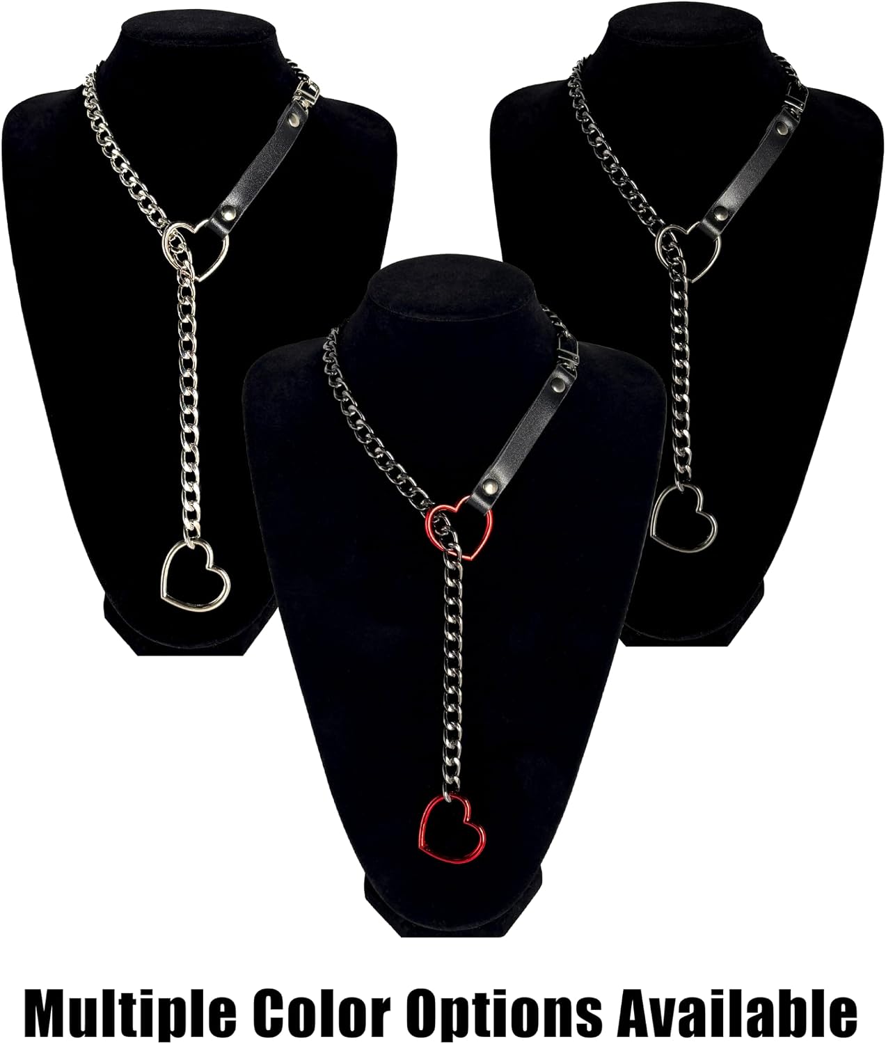 Heart Slip Chain Necklace For Women, Adjustable Long Leather Choker Collar With Rhinestone Letters, Y-Shaped Layered Design
