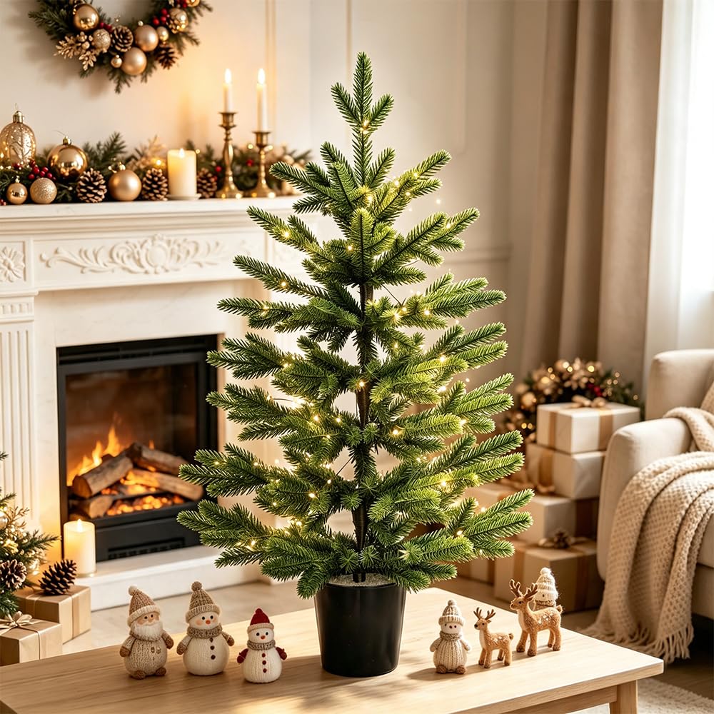 Sapin de Noël artificiel avec LED - 80 cm - Pour intérieur et extérieur - Décoration de Noël