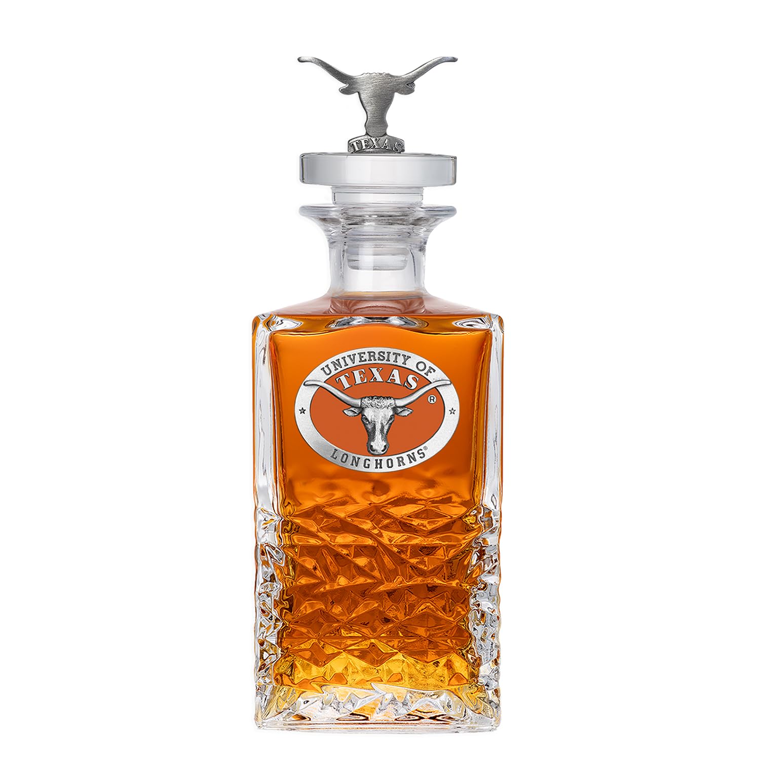 Texas (Longhorn) Heritage Decanter with 3D Stopper | 25 OZ Liquor Pourer | Expertly Crafted Pewter Glass
