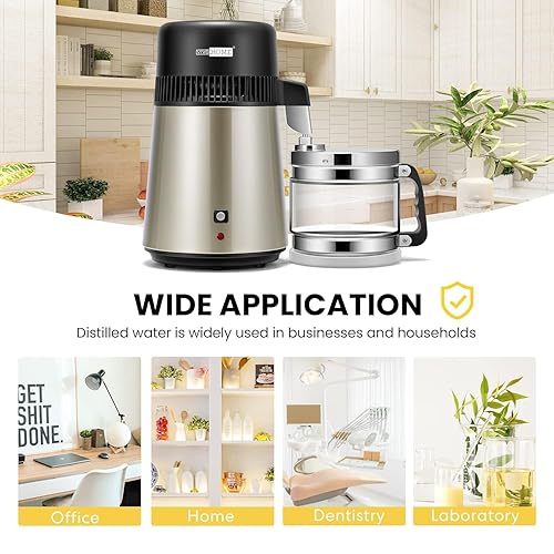 Miniatura 6 de VIVOHOME Destilador de agua para encimera de 1.1 galones4L 304 de acero inoxidable destilado con filtro purificador de interruptor inteligente para