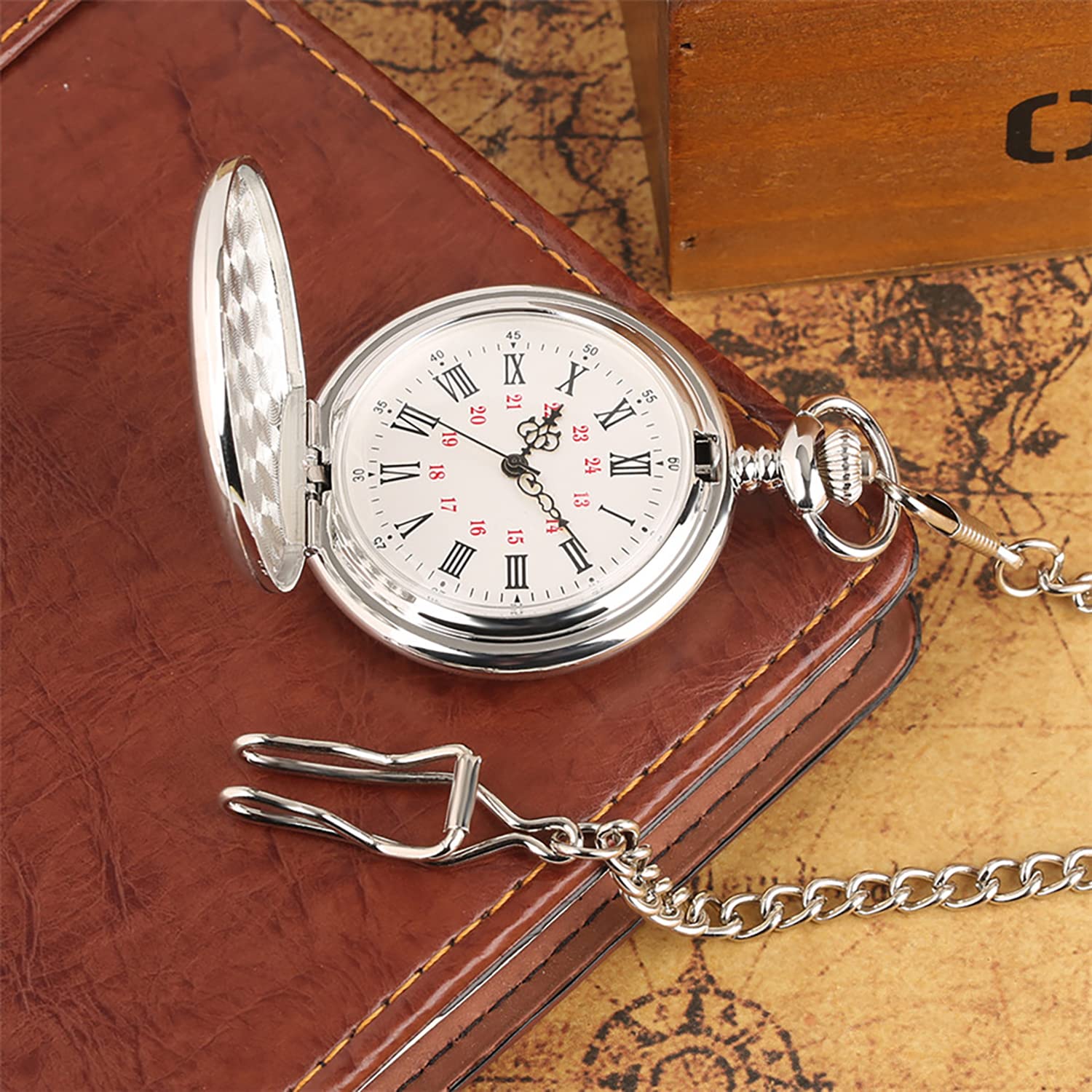 Silver To My Son Reloj de Bolsillo de Cuarzo Reloj Colgante de exhibición de números Romanos Vintage Reloj de cumpleaños para niños con Caja de Regalo