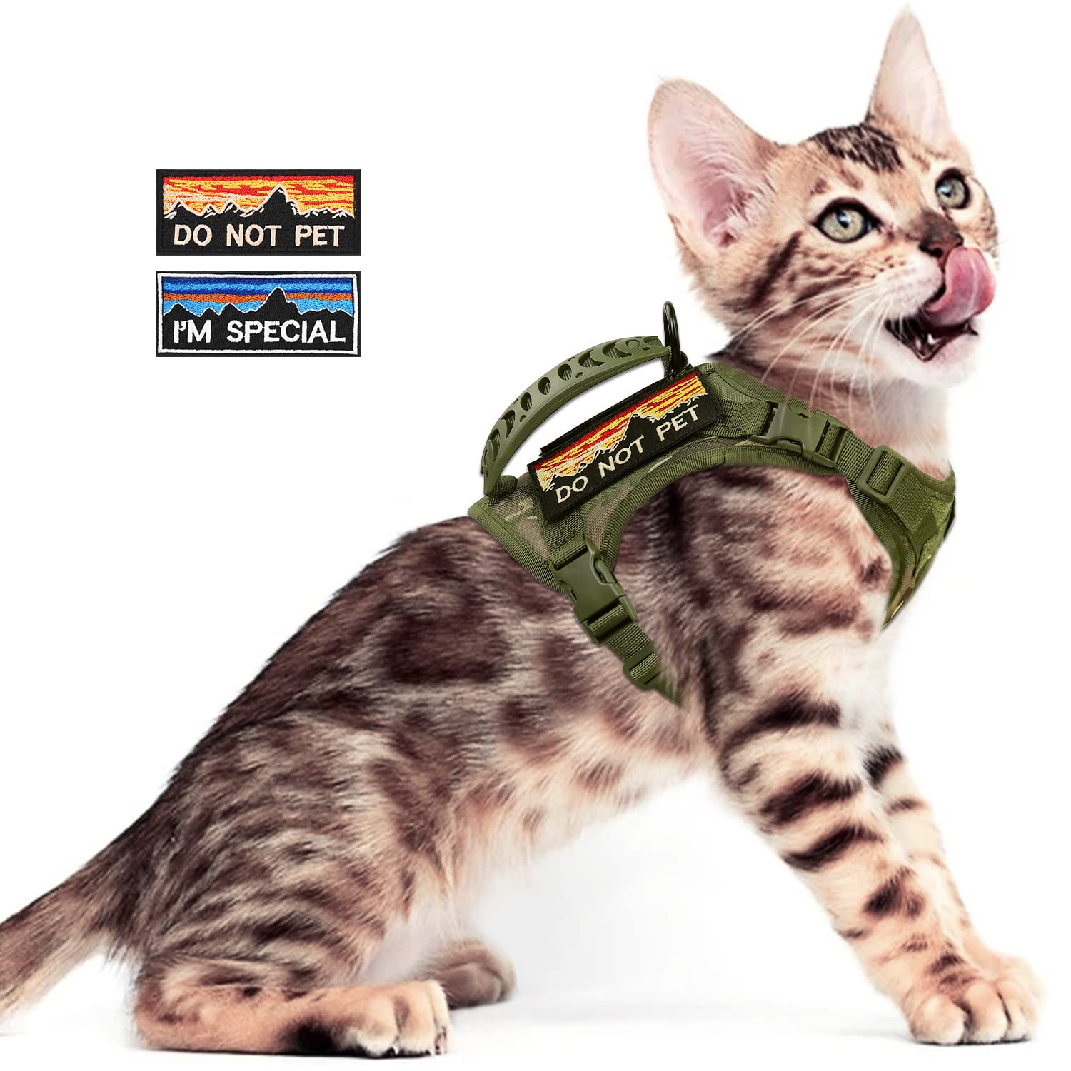nanappice Tactical Cat Harness for Walking Escape Proof,Adjustable Pet Vest Harness,Soft Mesh Padding Large Cat,Small Dog with Quick-Release Buckle and Rubber Handle — image 1