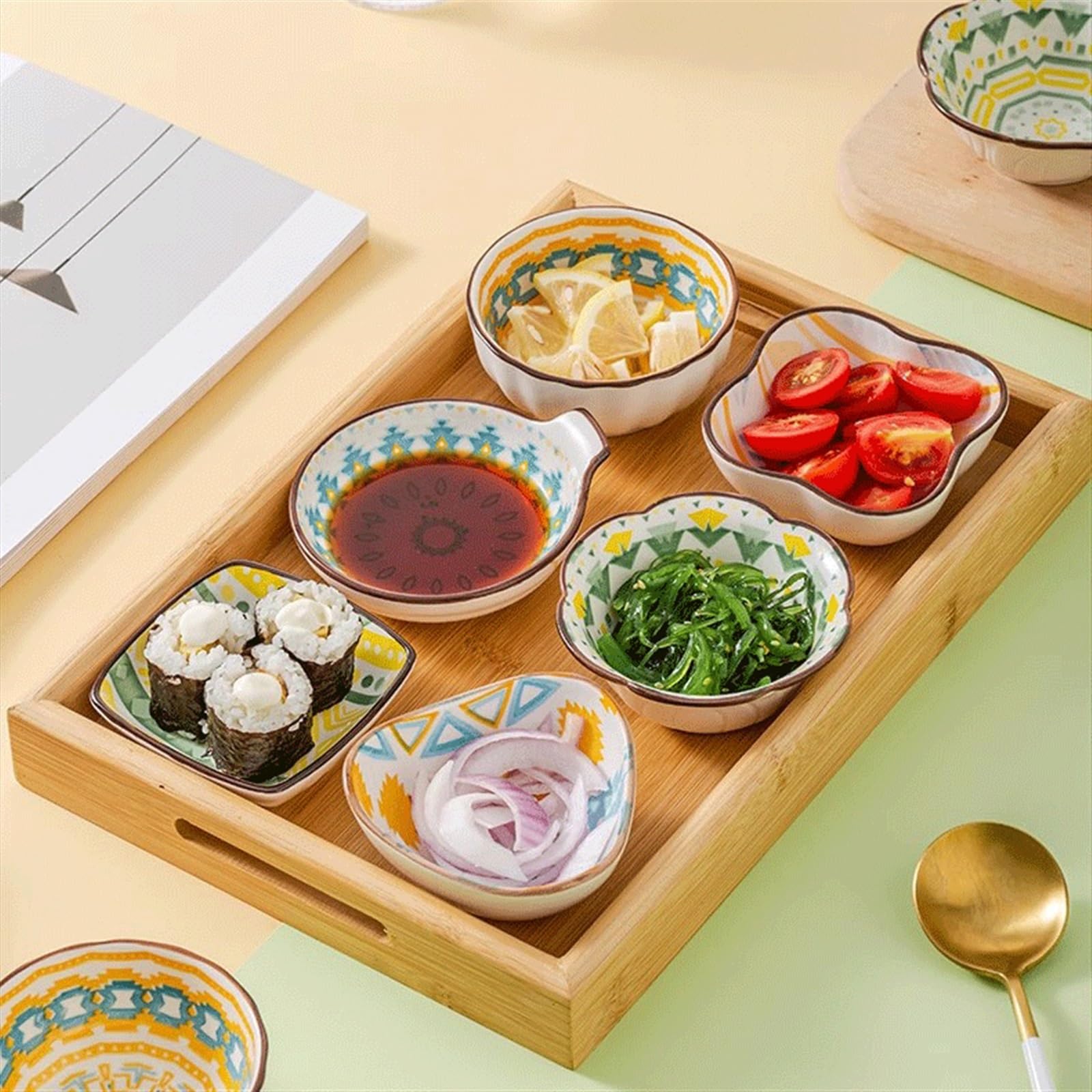 Form Soßenschale Porzellan Dip-Schalen Stapelbare Snack-Schalen für Sushi, Vorspeisen, Essig, Ketchup Bunte Mini Tiny