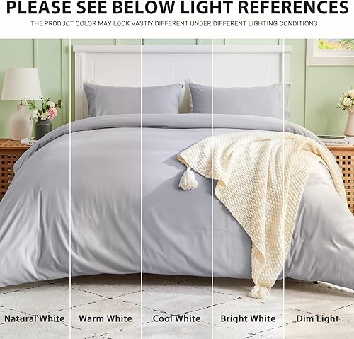 Miniatura 7 de Sasttie Funda de edredón tamaño Queen, funda de edredón suave cepillada con cierre de cremallera, juego de funda de edredón de 3 piezas tamaño
