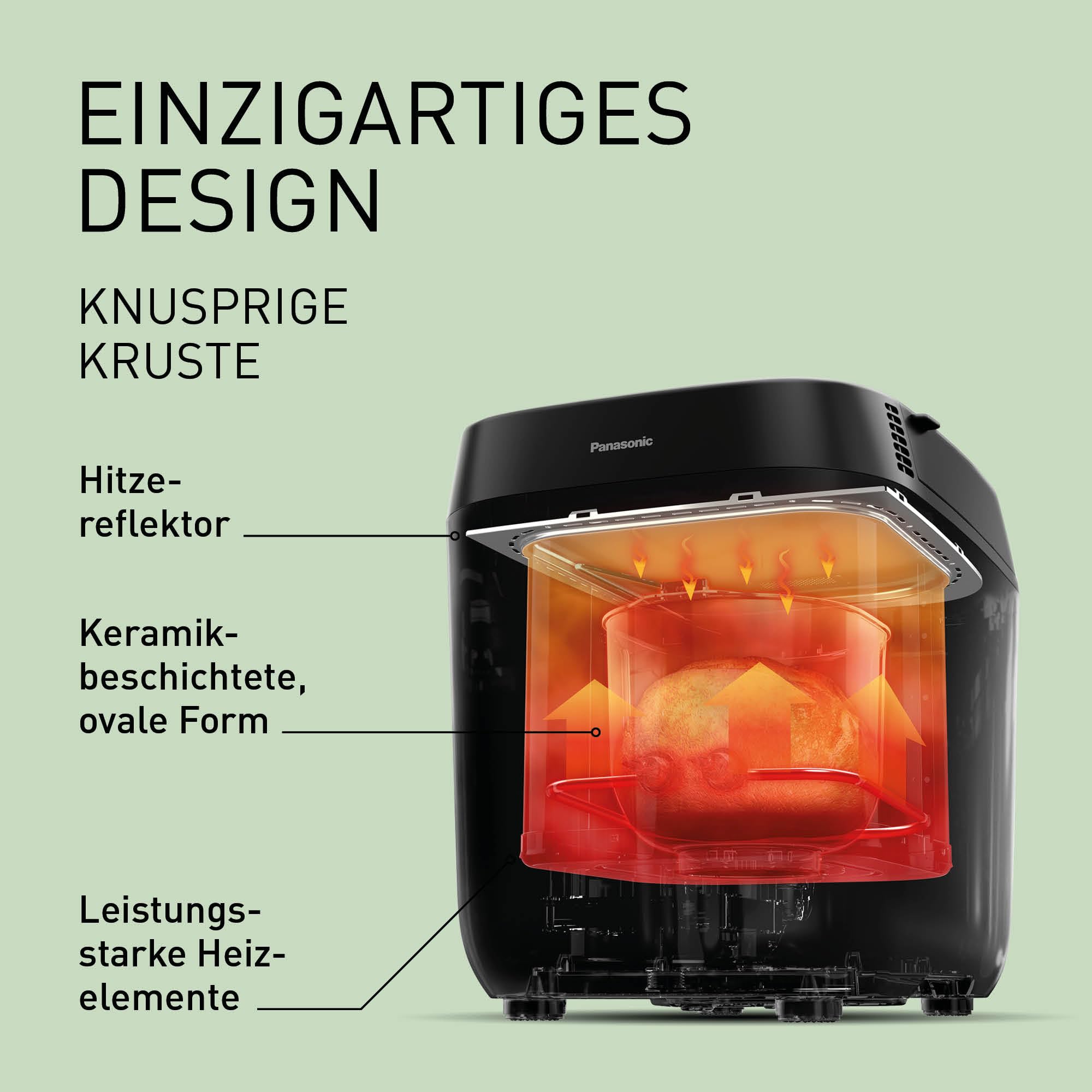 Panasonic Croustina Brotbackautomat SD-ZD2010 für Krustenbrot (18 Programme, Brotmaschine, glutenfrei, knuspriges Brot, Vollkorn-Krustenbrot), schwarz