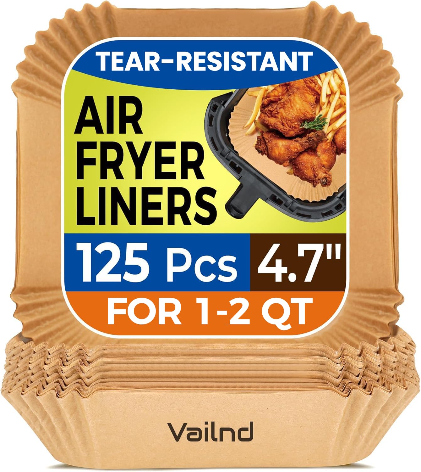 Photo 1 of 125Pcs 4.7 Inch Air Fryer Disposable Liners, 2 QT Parchment Paper for COSORI 2.1 Qt Air Fryer, Square Baking Paper Sheets for Mini Airfryer Basket
