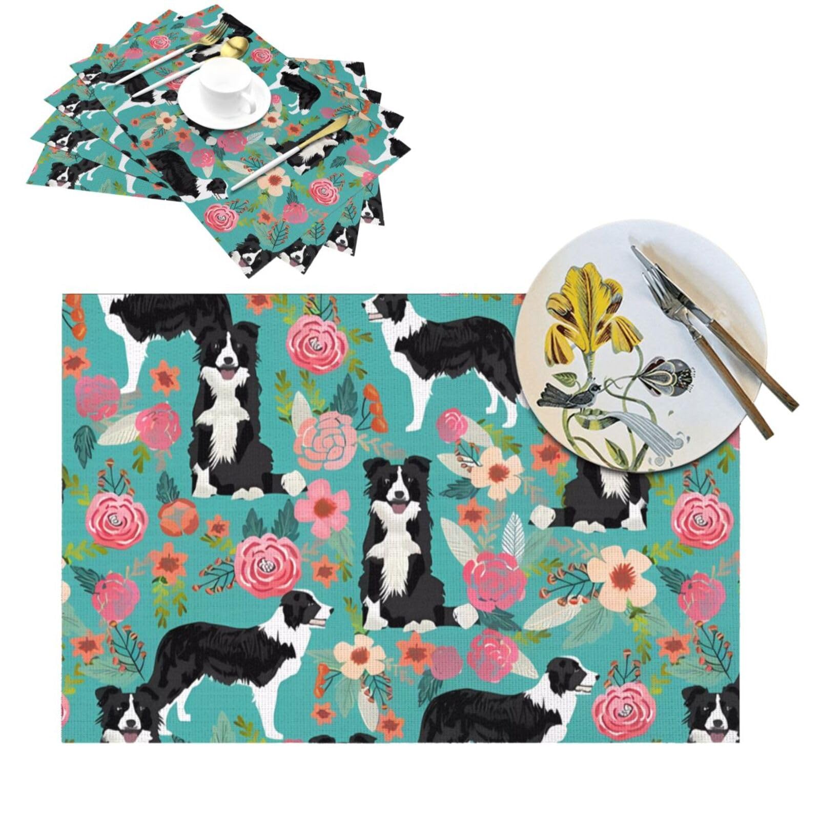 Sets de table en PVC thermorésistant lavable et antidérapant floral x6