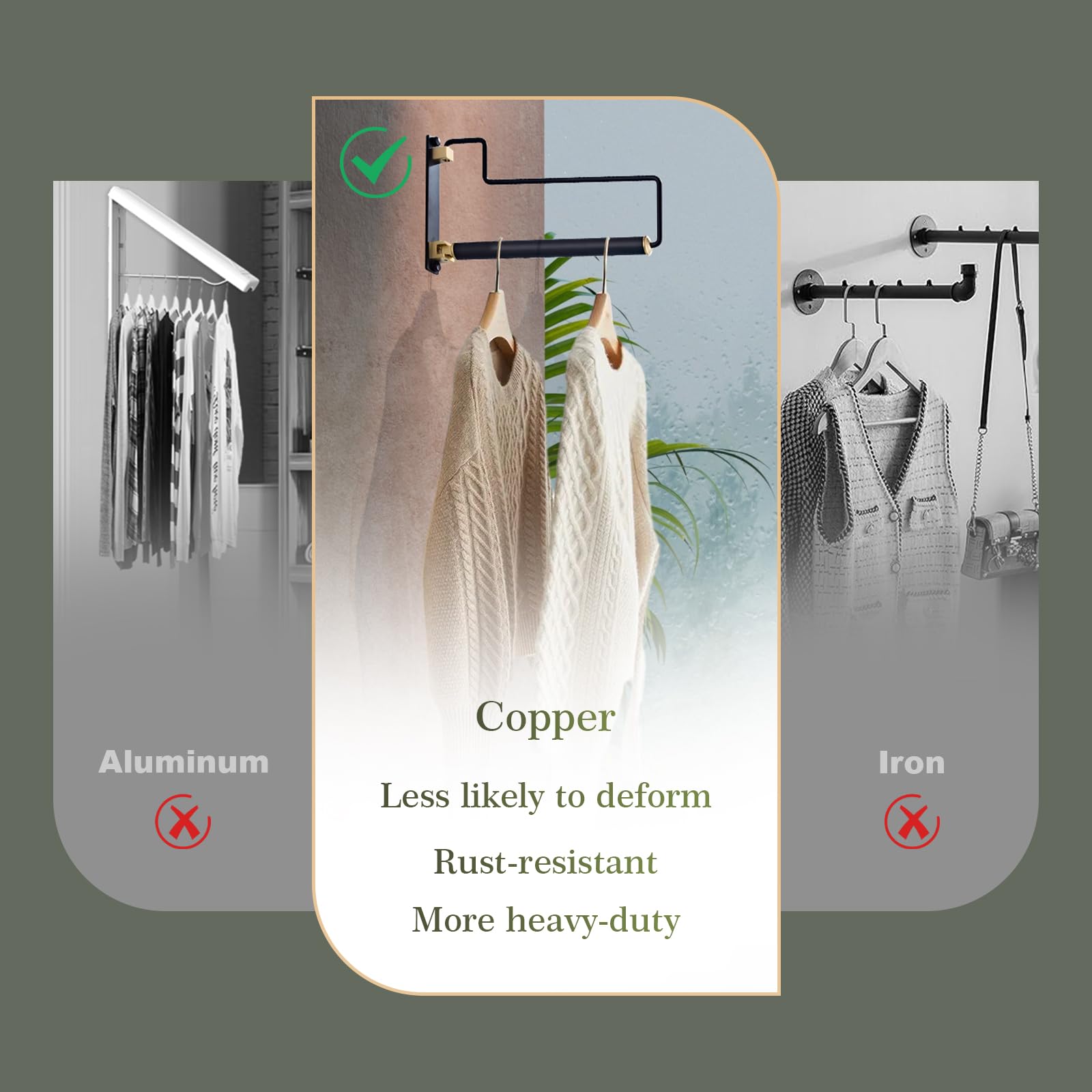 Estante de secado de ropa, estantes para secar ropa, colgador de ropa con brazo oscilante montado en la pared para lavandería, garaje, uso en interiores y exteriores, color negro 4