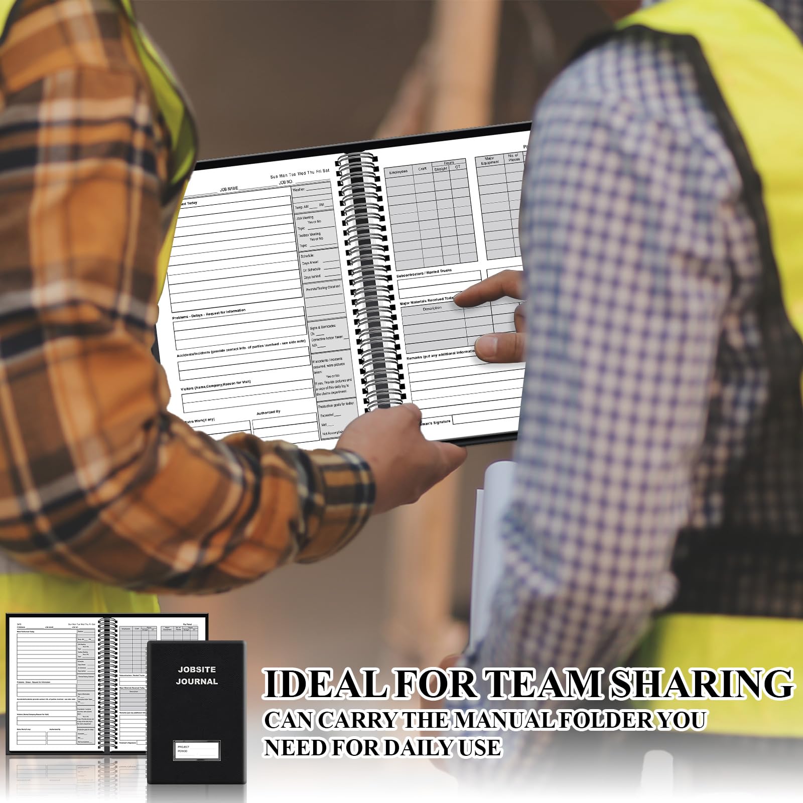 chiazllta Diario de trabajo de 7 x 10 pulgadas, registro diario de construcción de 6 meses sin fecha, planificador de construcción con cubierta de piel sintética, cuaderno de gestión de proyectos de