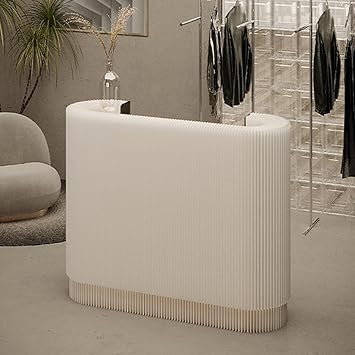 Modern Reception Desk, Oval Console Table, White, One Size, Residential Use