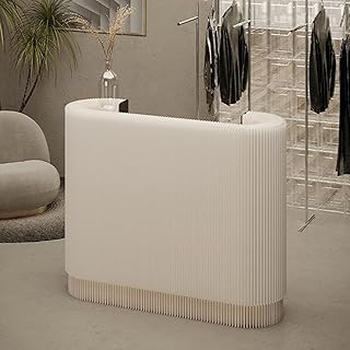 Modern Reception Desk, Oval Console Table, White, One Size, Residential Use