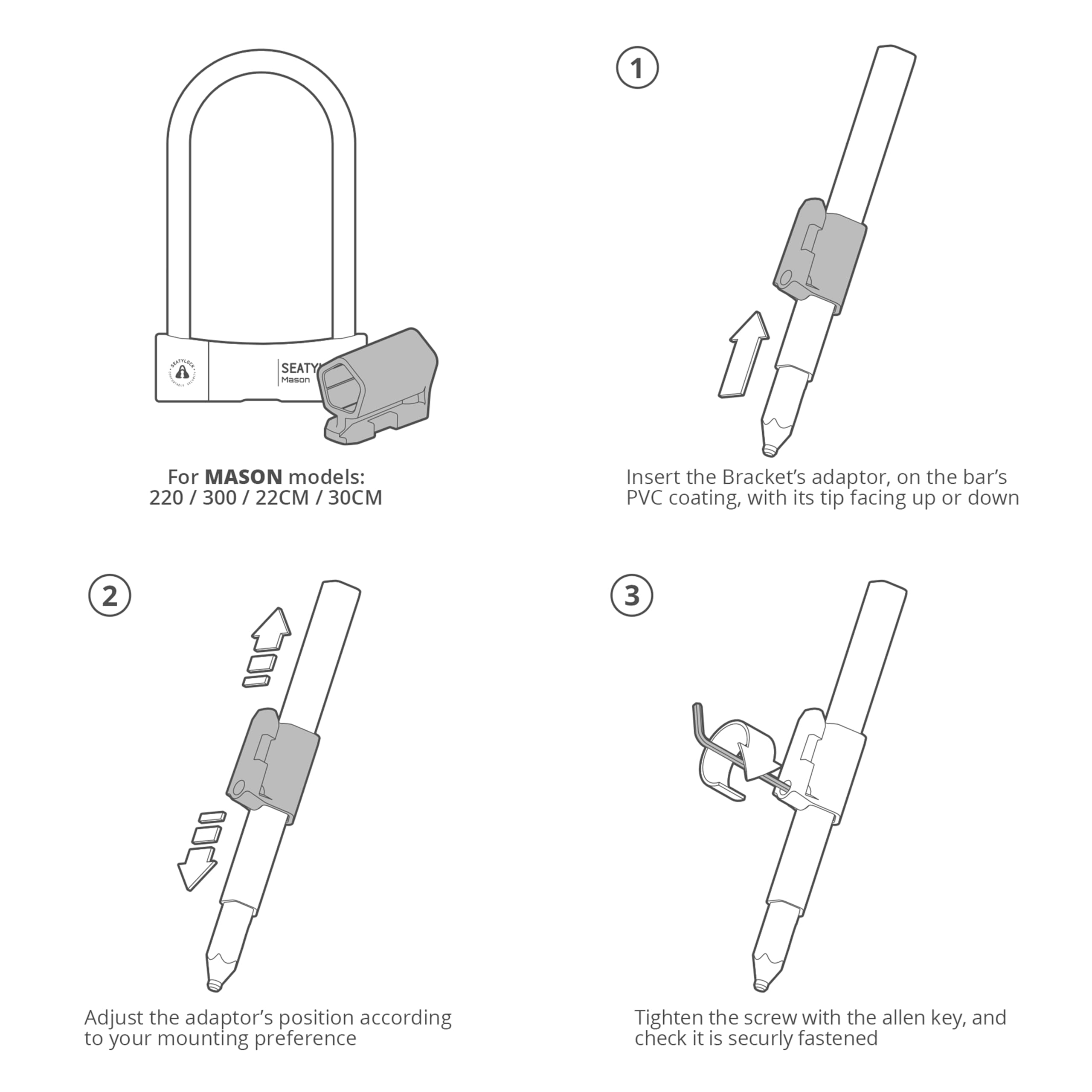 Seatylock Mason Sold Secure Diamond - Candado en U resistente para bicicleta, 11.8 pulgadas