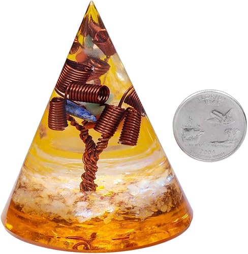Miniatura 7 de Rockcloud Pirámide de orgón de cristal curativo, con árbol de la vida de alambre de cobre, generador de energía de cristales para meditación,