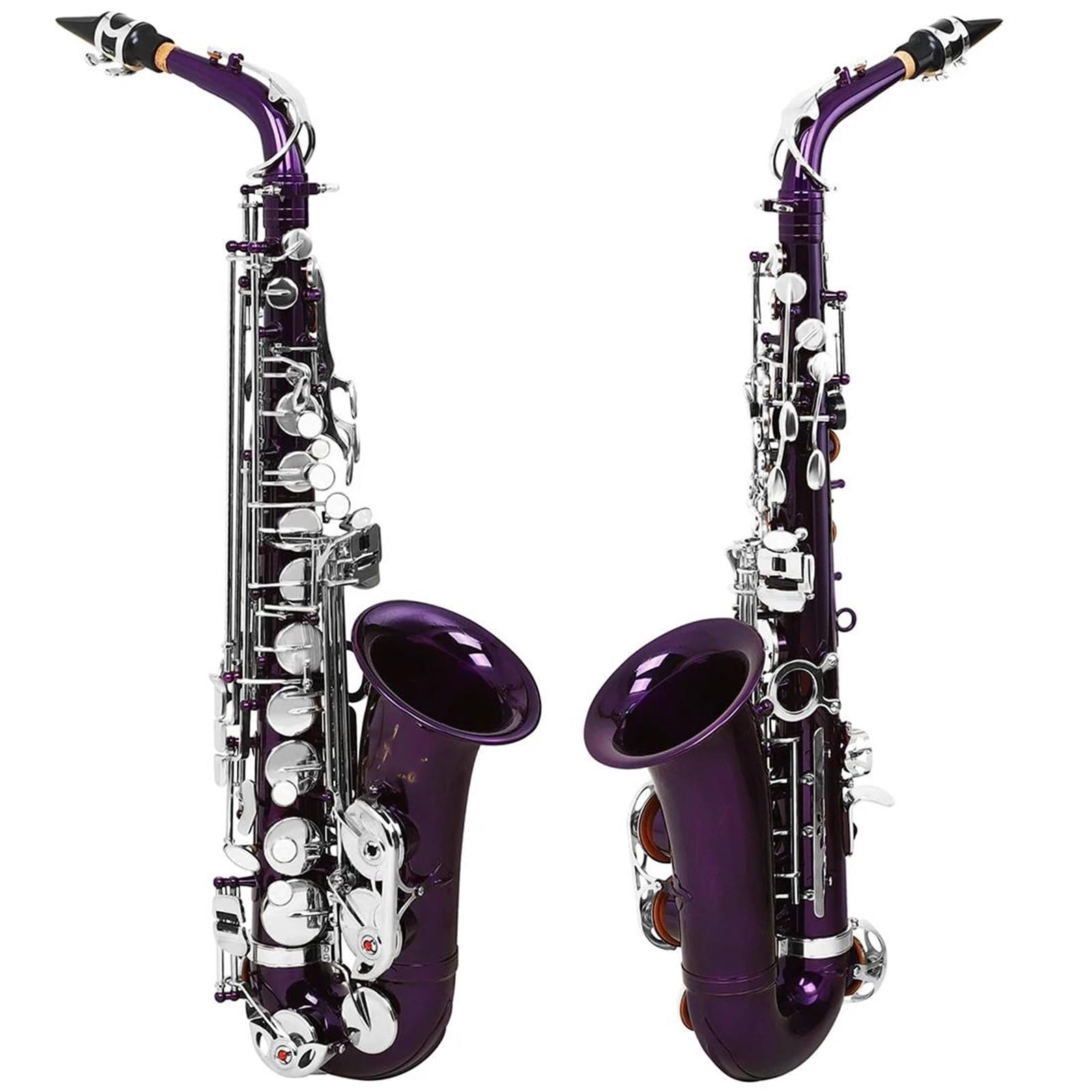 Saksofon Profesjonalny Zestaw saksofonu altowego Eb Korpus mosiężny z futerałem Stroik Profesjonalne akcesoria do instrumentów dętych drewnianych 2 kolory(Silver purple)