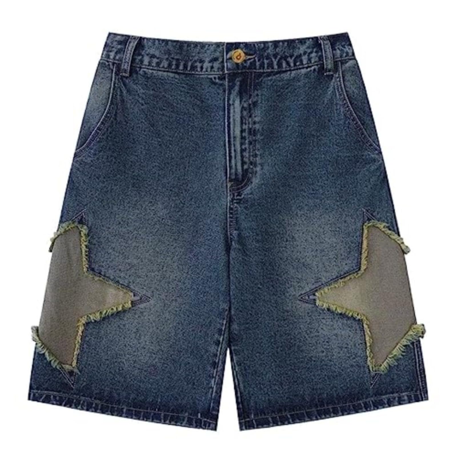 Unisex Y2k Jorts Women Baggy Star Denim Shorts Casual Patchwork Wide Leg Jeans Y2k Streetwear