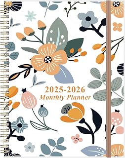 2025-2026 Monthly Planner - 18 Monthly Calendar, October 2025 - December 2026, Two Pages Per Month, 9" x11" Planner with Tabs, Strong Twin-Wire Binding, Inner Pocket, Rose Flowers