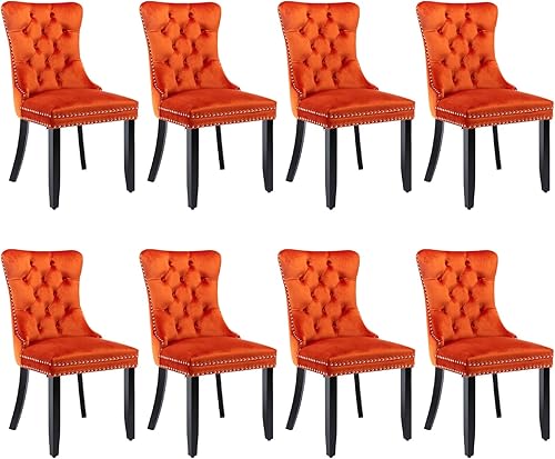 Miniatura 49 de SoarFlash Juego de 6 sillas de comedor de terciopelo, silla lateral de respaldo alto, silla lateral moderna tapizada de alta gama con capitoné y