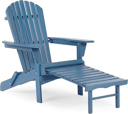 Silla Adirondack plegable de madera con otomana, respaldo y tabla de asiento premontados, silla de descanso para patio al aire libre, jardín,
