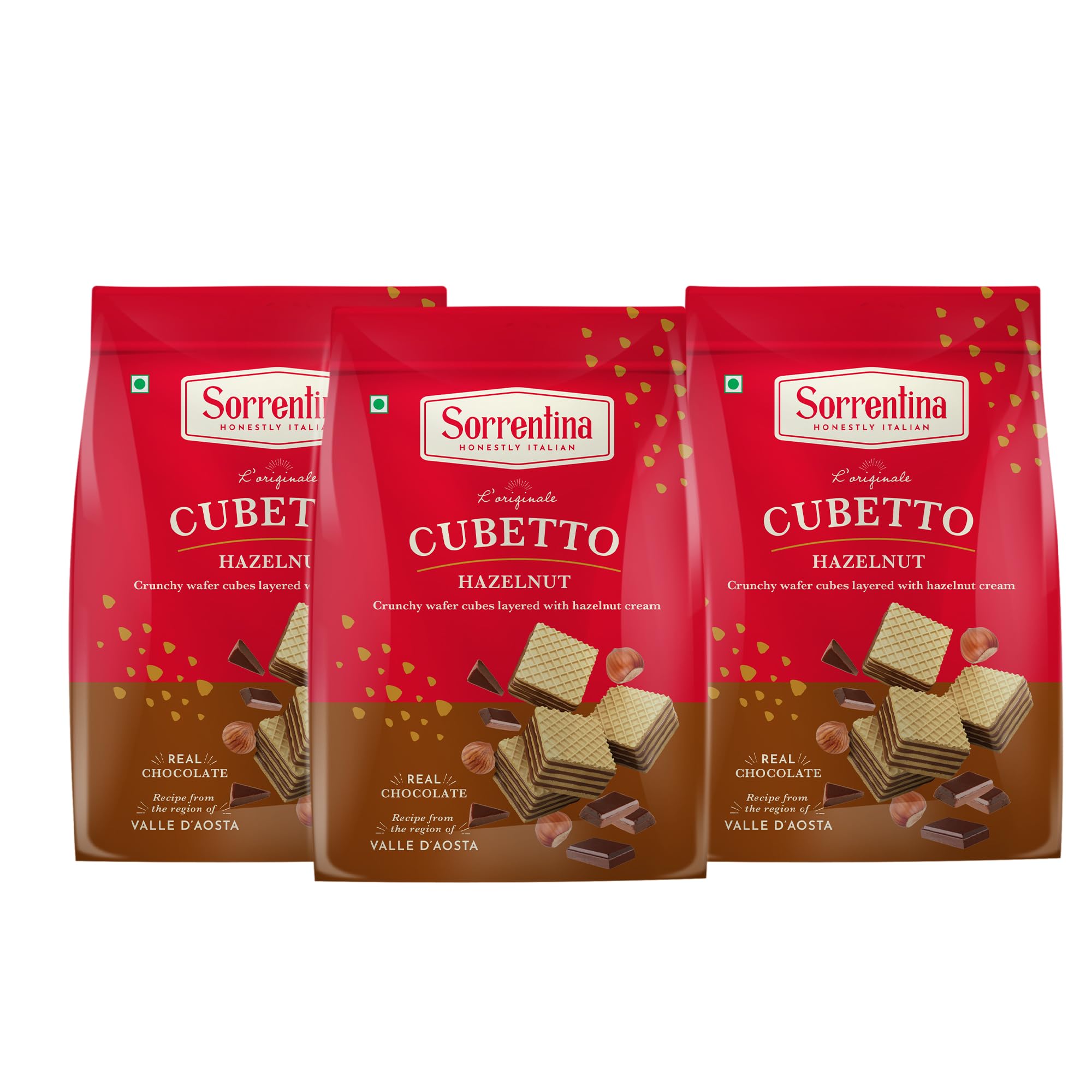 Sorrentina Cubetto Hazelnut 125g X 3 (375g) I Bite Sized Wafer Biscuit| Made with Premium Hazelnut Paste | 2x More Crunch (B0CWNM2KMZ) Amazon Price History, Amazon Price Tracker
