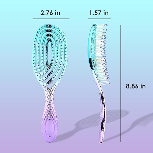 Miniatura 4 de CANDYBRUSH Cepillo de pelo curvado ventilado desenredante para secar con soplado, cepillos húmedos coloridos para cabello liso y fino para mujeres,