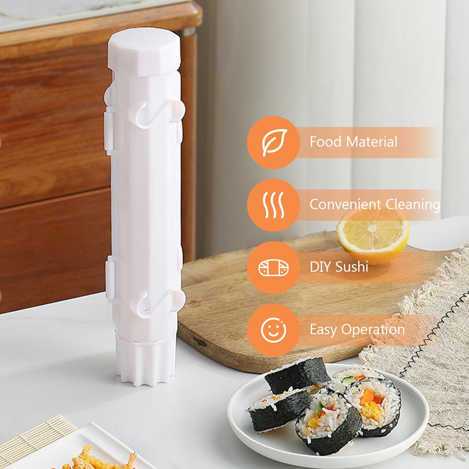 Kit de fabricación de sushi, rodillo de sushi, máquina de sushi, kit de sushi, perfecto para manualidades de rodillo de sushi con arroz, verduras y carne, juego de herramientas de sushi ideal 5