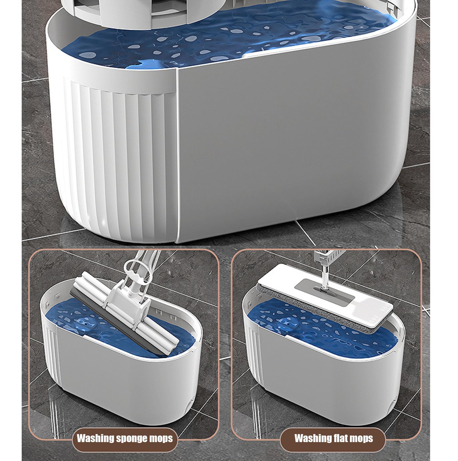 Sistema de fregona y cubo giratorio con mango telescópico con cabezal | Fregona giratoria pequeña con función de 2 recambios de fregona, prensa manual para escurrir,funcionamiento sin esfuerzo