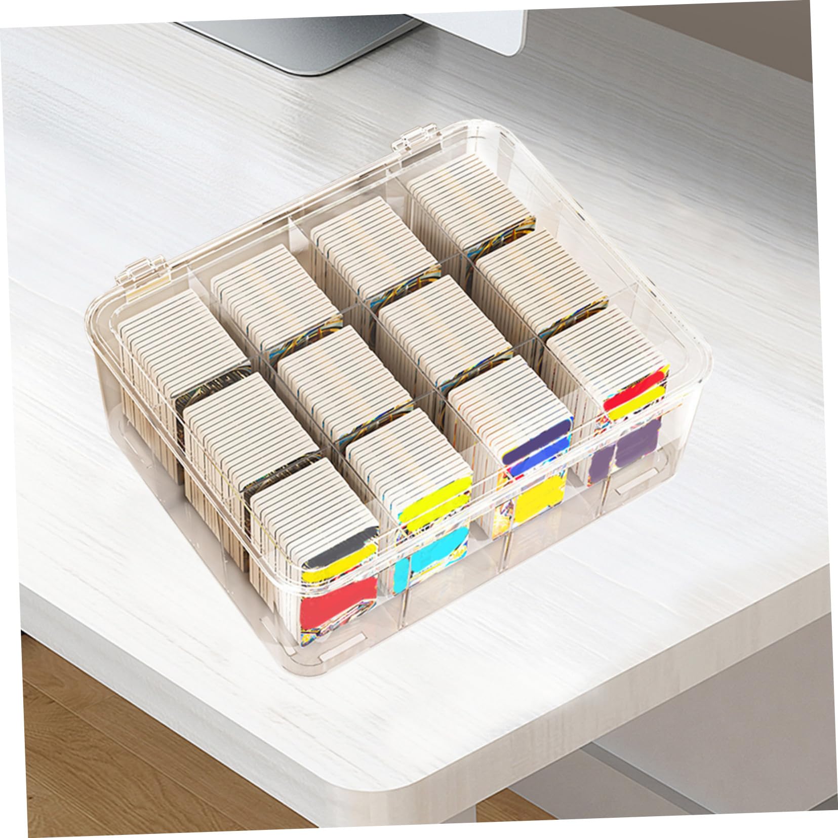 Garneck Contenitore Di Carte Trasparente Per Scrivania Espositore Porta Biglietti Da Visita in Plastica Robusta Scatola Porta Carte Con Design Elegante e Resistente
