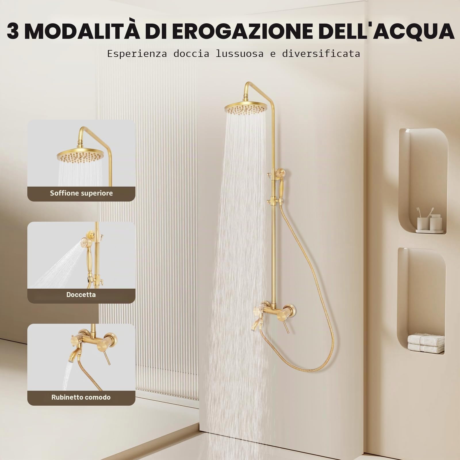 Sistemi doccia in rame completo vintage doccia miscelatore set antico caldo e freddo rubinetto antico rame soffione doccia