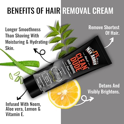 Miniatura 2 de Man Arden Natural Clean Dude - Crema depilatoria para hombres, todo tipo de piel, fórmula de triple respuesta, 3.53 onzas x paquete de 2