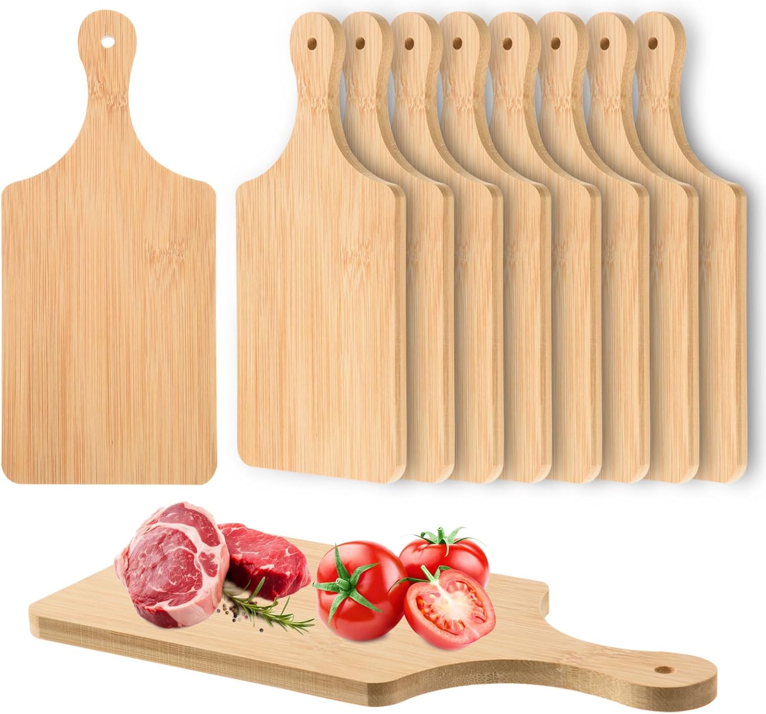 AWIZOM 6 Pcs Thicken Bamboo Cutting Board Bulk 11x5 Inch Personalized Wood Chopping Board Customized Laser Engraving Charcuterie Boards for Wedding Mother's Day Housewarming Present,0.39" Thick