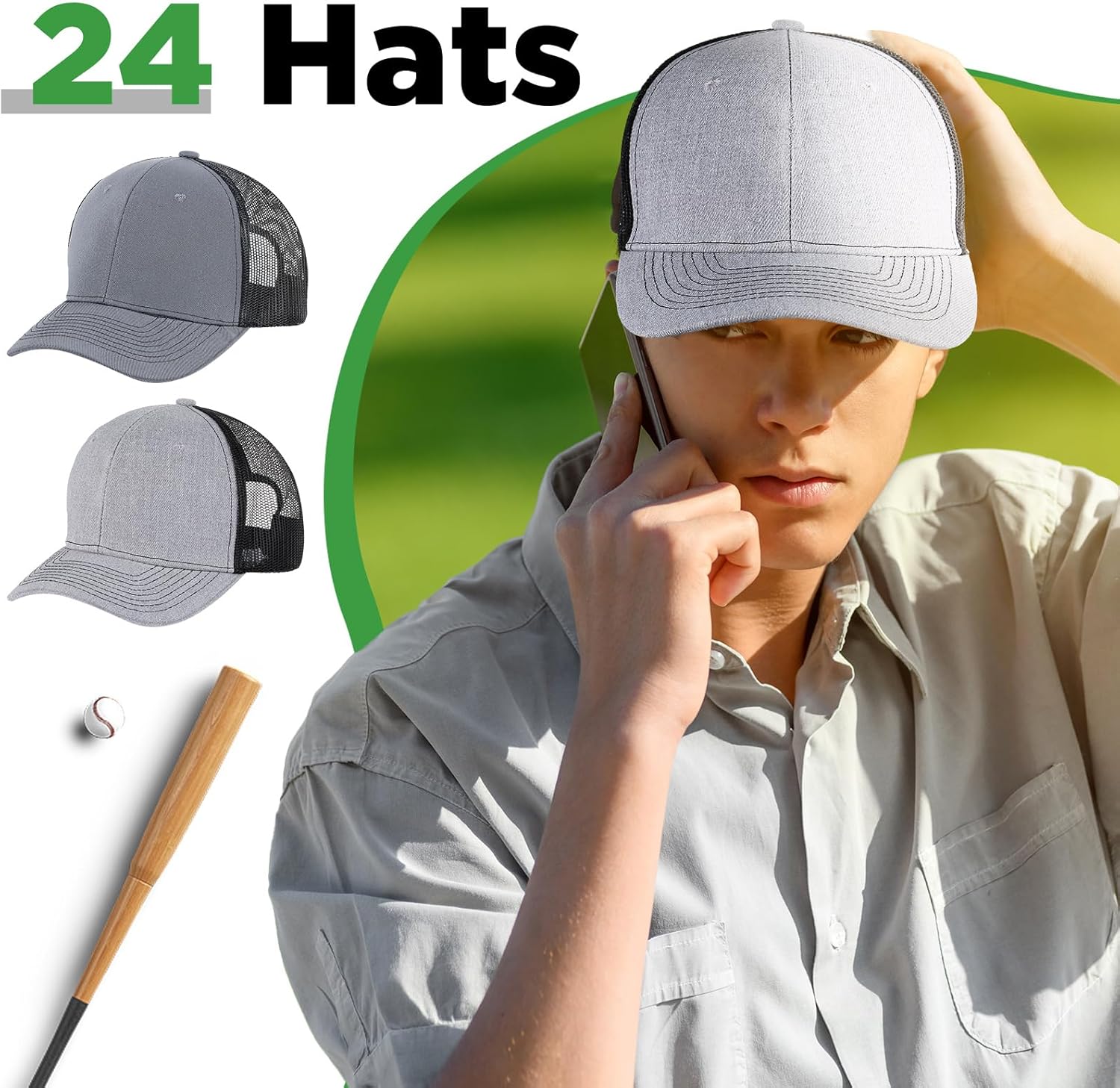 Suhine 24 Pcs Blank Trucker Hat Bulk Unisex Mesh Baseball Cap for Sublimation Embroidery Vintage Adjustable Hat for Men Women