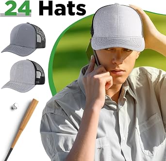 Suhine 24 Pcs Blank Trucker Hat Bulk,Unisex Baseball Cap | Mesh Sublimation Embroidery,Breathable and Lightweight,Sun Protection Function,Vintage Adjustable Hat for Men Women
