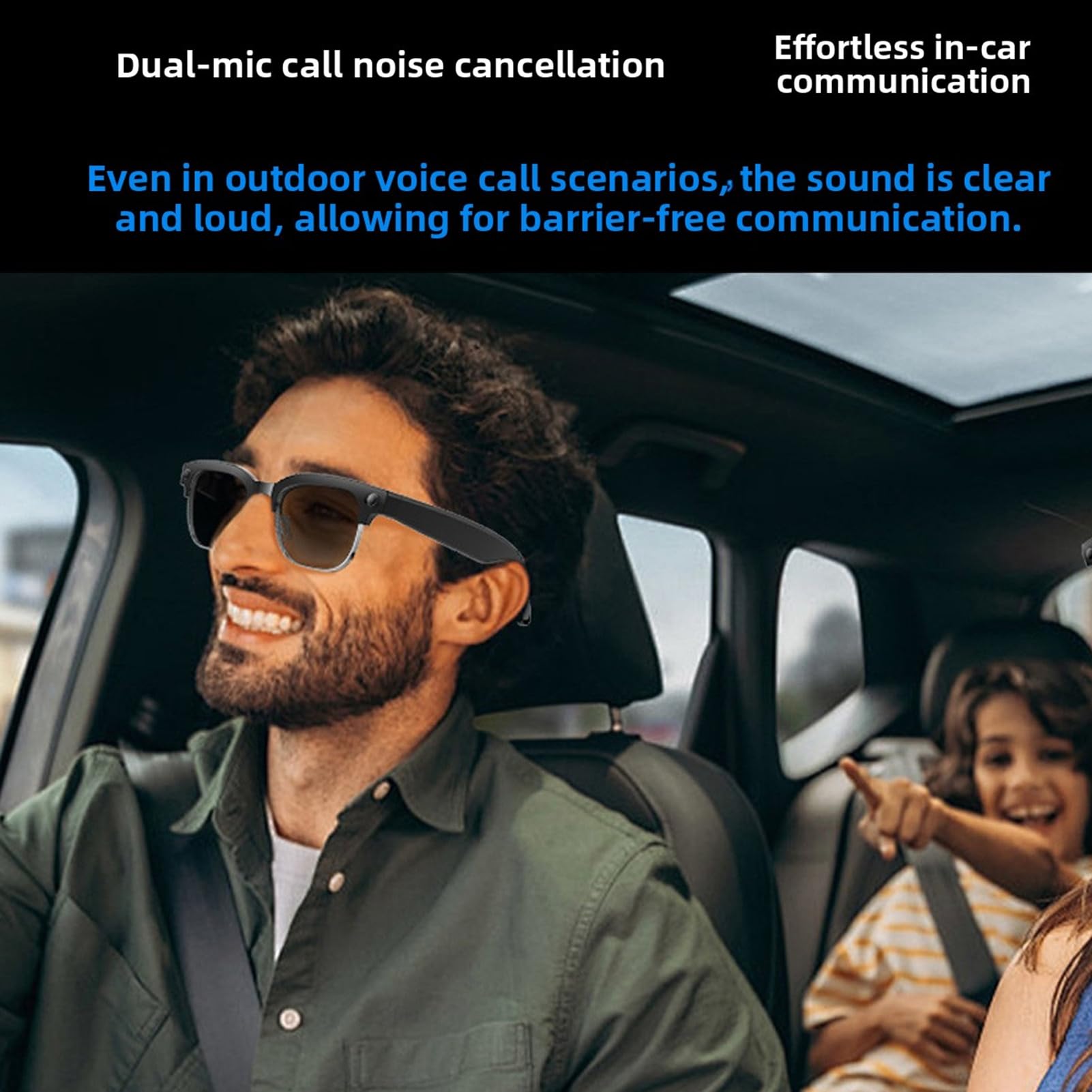 Annadue Lunettes Intelligentes AI avec Caméra 8MP, Lunettes de Soleil Bluetooth étanches Traduction