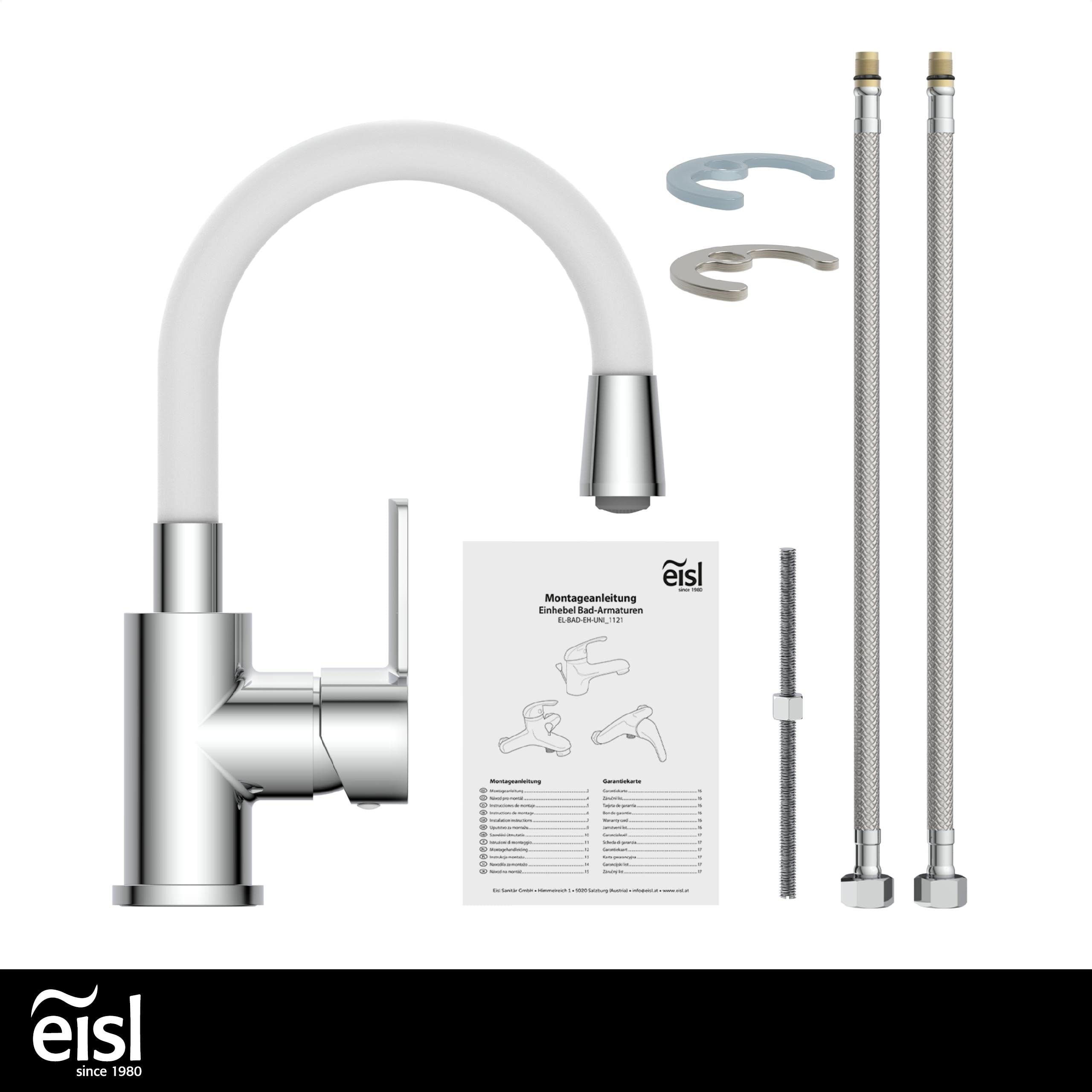 EISL FLEXO NI075FLCRW - Grifo para lavabo (caño flexible, color blanco)