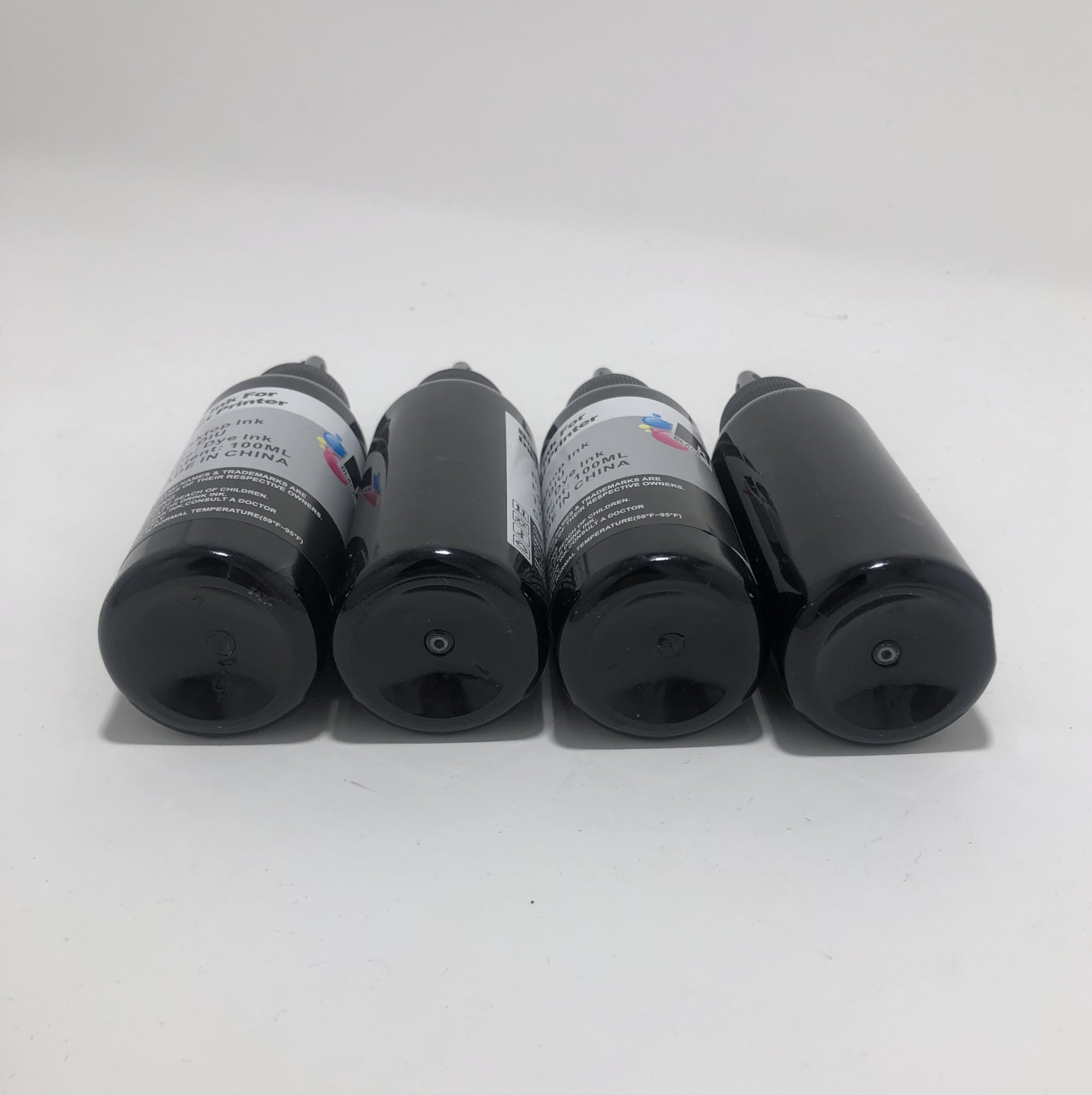 KIT Ricarica cartucce 4 Flaconi 100ml universale inchiostro nero per Brother, Canon, Epson, HP, LEXMARK, XEROX, DELL.