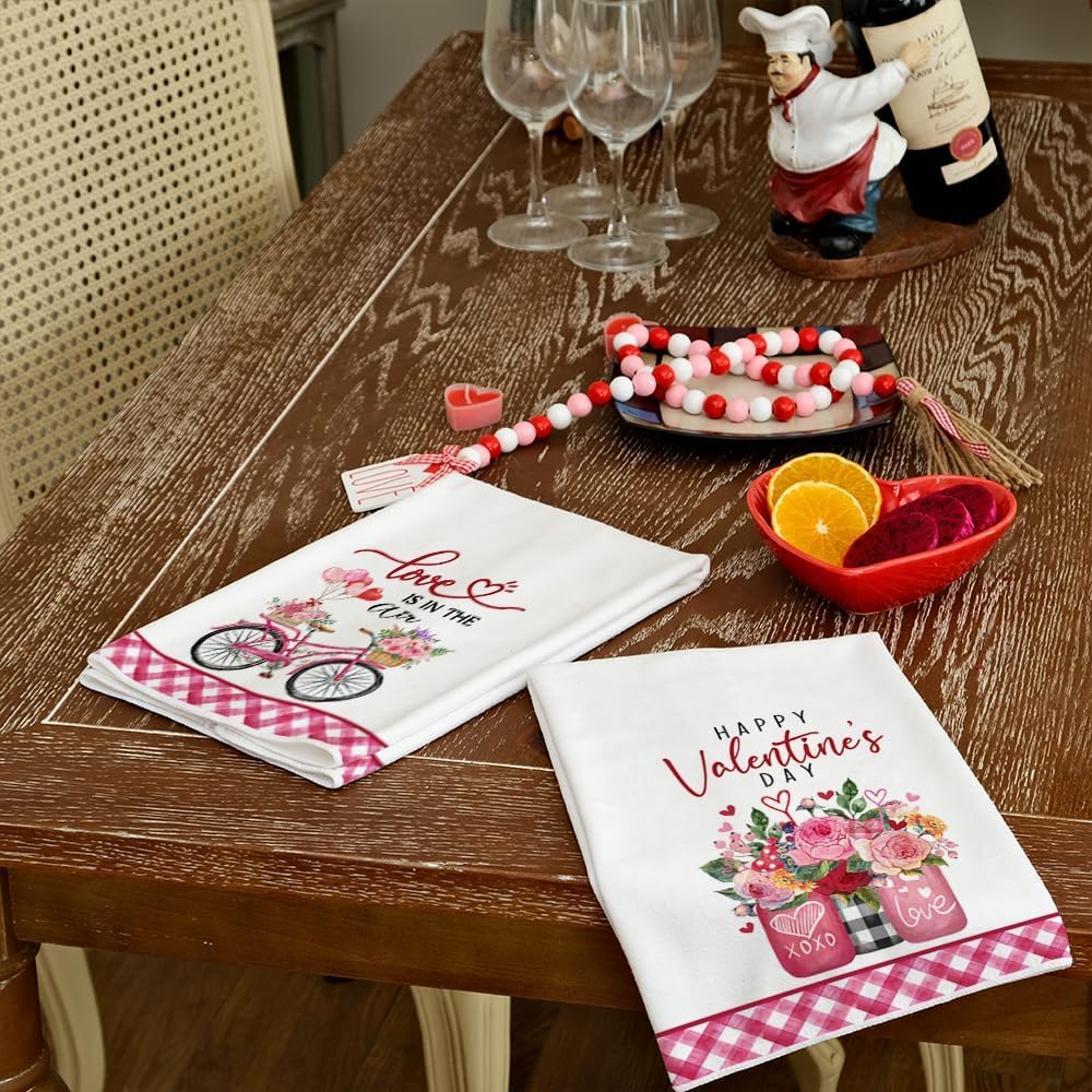 Lot De 4 Torchons De Cuisine En Forme De Papillon - Motif Floral