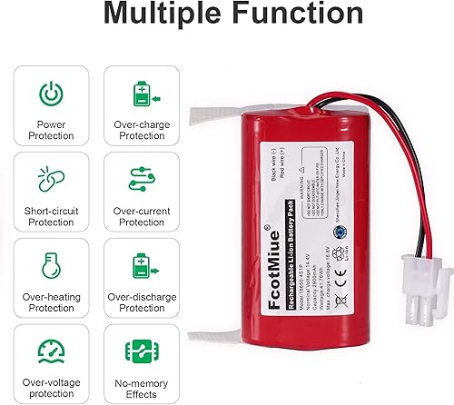 Miniatura 4 de FcotMiue Batería de repuesto PX-B020 para ILIFE A4S, A4S Pro, A6, A7, A8, A9, V5, V5S, V7, V7s, V7s Plus, W400, baterías de litio de repuesto, 14.4V