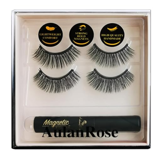 Miniatura 10 de AulanRose Pestañas magnéticas de aspecto natural, pestañas magnéticas de ojo de gato mediocon delineador de ojos, sin crueldad animal y veganas,